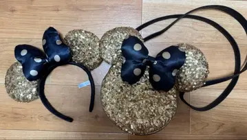 미키 모양 골드 스팽글 백 머리띠