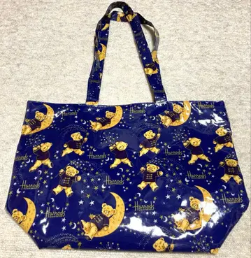 해롯 토트백 곰 달과 별 지퍼 대용량