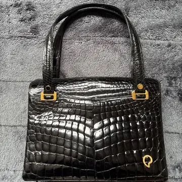 G-PARAPIN 크로커다일풍 가죽 핸드백 블랙