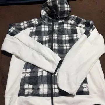 캘러웨이 플리스 후드 부착 자켓 화이트 블랙 체크 3L