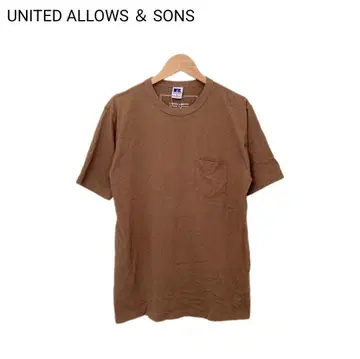 유나이티드 애로우즈 러셀 애슬레틱 가슴 포켓 반팔 둥근넥 T셔츠 S