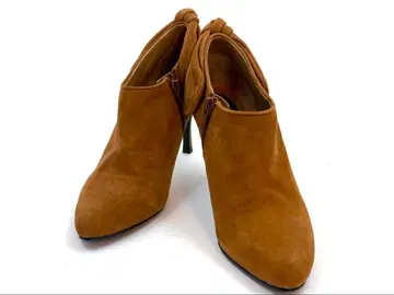 슈즈 라운지 부티 23cm 카멜 스웨이드 리본 새상품급