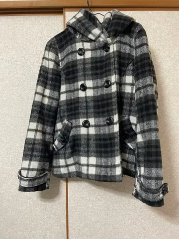 체크 무늬 더플 코트 LL 사이즈