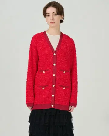 그레이스 콘티넨탈 트위드 바이컬러 니트 가디건