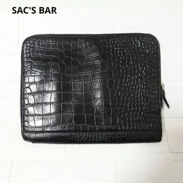 스테디셀러 SAC'S BAR 클러치백 악어 엠보싱 가죽 블랙 얇은 타입