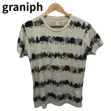 그라니프 트리 나무 프린트 반팔 티셔츠 남성용 둥근넥 코튼 S