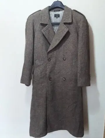 Amber House 다크 브라운 더블 브레스트 트위드 코트