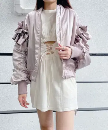 lilLilly 새틴 프릴 블루종 핑크