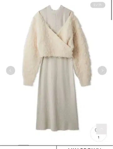 Lilybrown 오프숄더 니트 부착 레이어드 원피스