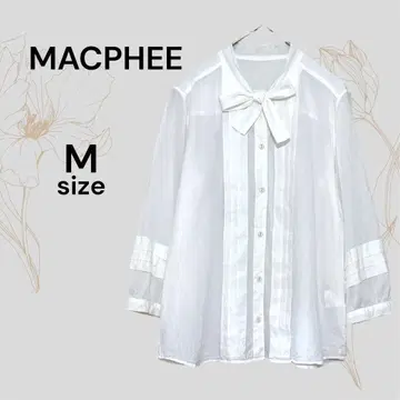 맥피 리본 블라우스 화이트 보타이 실크 혼방 화이트 셔츠