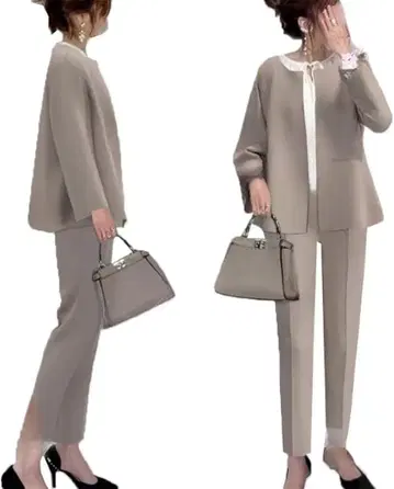 베이지 긴팔 팬츠 셋업