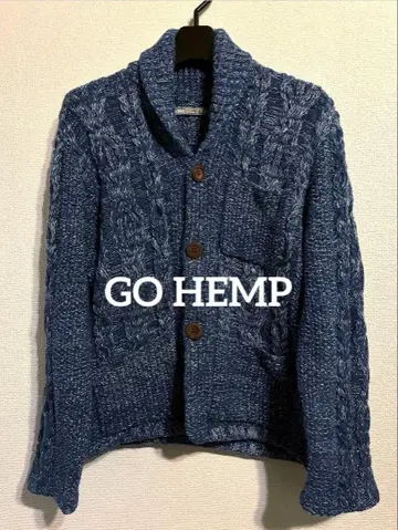 GOHEMP 울 니트 가디건 XS 네이비