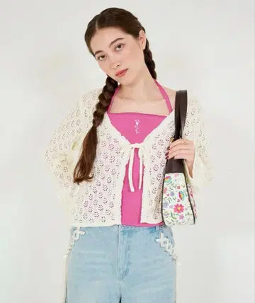 프론트 리본 니트 가디건 TINA: JOJUN