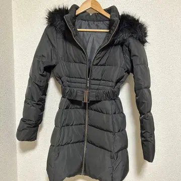 블랙 다운 자켓 후드 부착