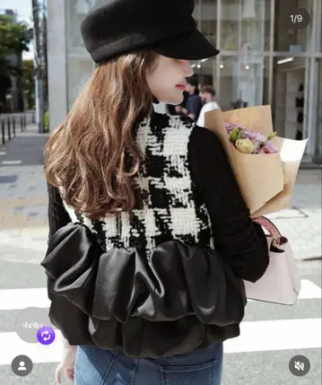 [ sheller ] gingham tweed bloom tops