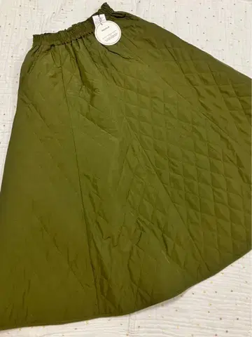 모니레 롱 스커트 퀼트 카키 프리 사이즈 M