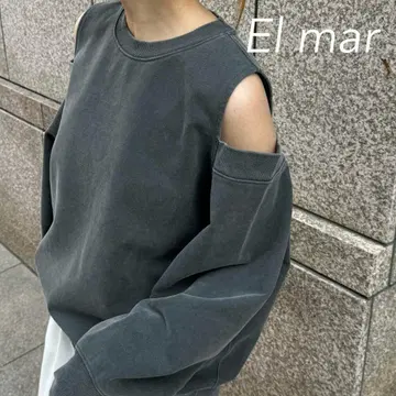 El mar 홀 롱 슬리브 맨투맨 캐널진