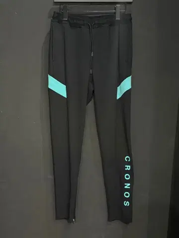 CRONOS 스키니 팬츠 블랙/터콰이즈