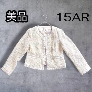 [ 새상품급 ] 3L 아이보리 트위드 노카라 자켓 15AR 빅 사이즈