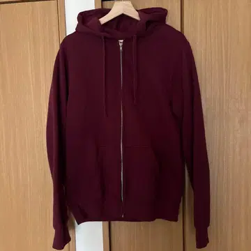 버건디 풀 집업 후드티