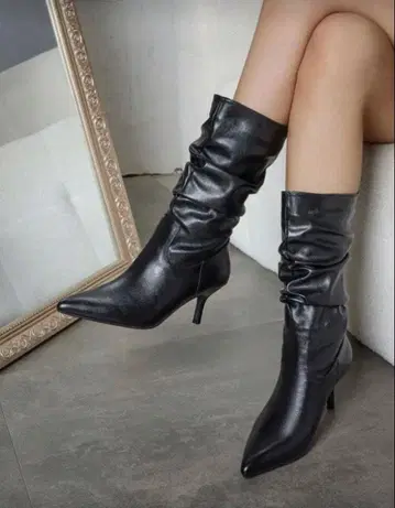 블랙 가죽 웨스턴 부츠