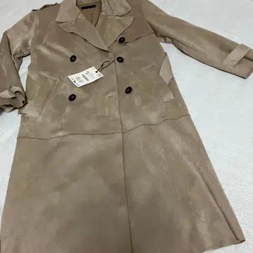 베이지 더블 브레스트 코트 XS