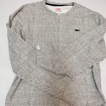 LACOSTE LIVE 체크 무늬 긴팔 티셔츠 H 사이즈