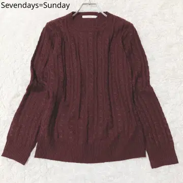 세븐 데이즈 선데이 니트 케이블 짜임 깔끔한 캐주얼 퍼플 M