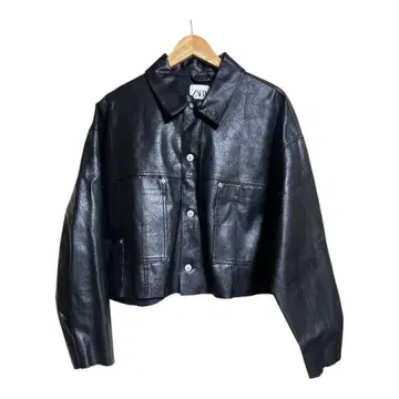 ZARA 크롭 가죽 자켓 숏 기장 컷팅 블랙