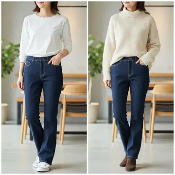 썸씽 LISA 일본제 데님 팬츠 여성용 다크 네이비 스트레이트 M