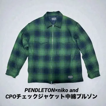 펜들턴 x 니코앤드 CPO 체크 자켓 충전솜 블루종 그린 M