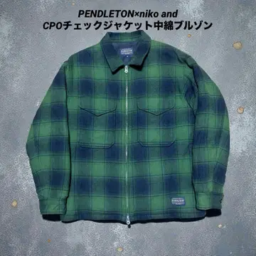 펜들턴 x 니코앤드 CPO 체크 자켓 충전솜 블루종 그린 M