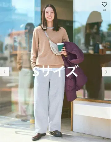 새상품급 UNIQLO C 맨투맨 와이드 팬츠 03 그레이 S 사이즈