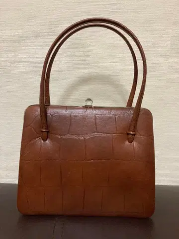 핸드백 크로커다일풍 쇼와 레트로 브라운