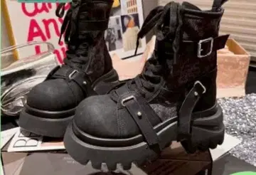 25cm 통굽 엔지니어 부츠 블랙 새상품 한국 여성용 가을/겨울 귀여운