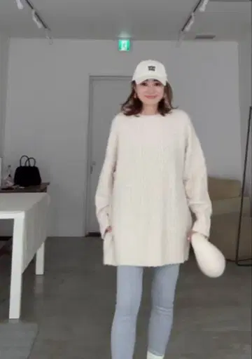 Fluffy Cable Knit 아이보리/LITEN