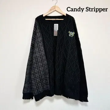 [택 포함 새상품] Candy Stripper 체크 무늬 케이블 니트 M