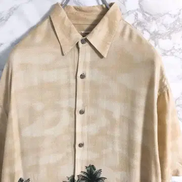 [ 레이온 100% ] 야자수 그라데이션 하와이안 셔츠 베이지 M