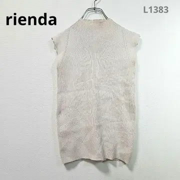 리엔다 니트 슬리브리스 하이넥 베이지 리브 키레메 캐주얼