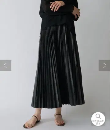 새상품급 에코 가죽 플리츠 스커트 블랙