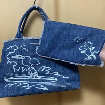 사만사 타바사 스누피 데님 백 파우치 2종 세트