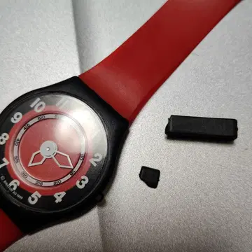 레드 아날로그 시계 실리콘 밴드