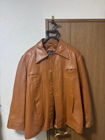 시어스 70s 빈티지 인조 가죽 가죽 자켓 보아 안감