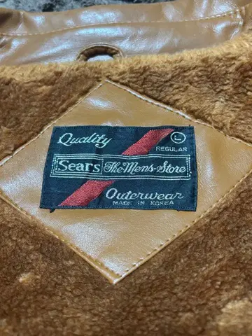 시어스 70s 빈티지 인조 가죽 가죽 자켓 보아 안감