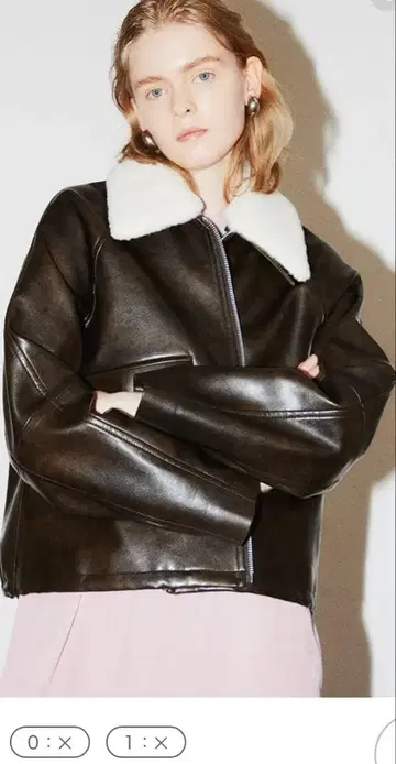 신상 새상품 스탠 칼라 인조 가죽 블루종 미라 오웬 아우터