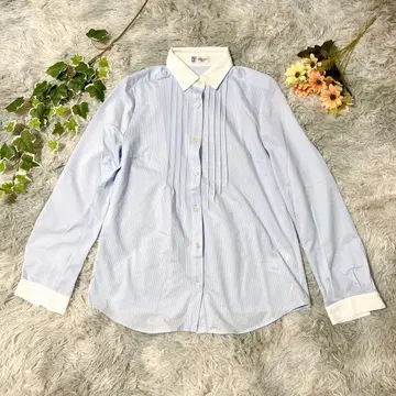 미쉘클랑 M 스트라이프 셔츠 블라우스 스카이블루 출퇴근