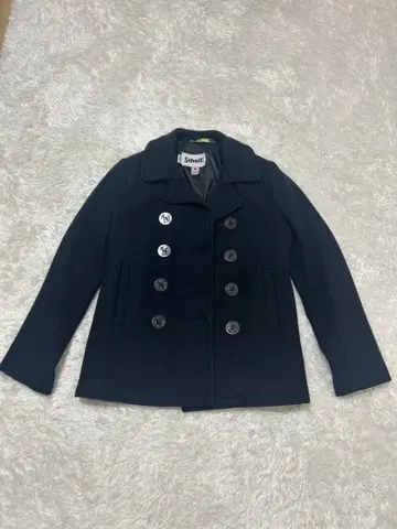 Schott x earth 네이비 더블 브레스트 피 코트 S