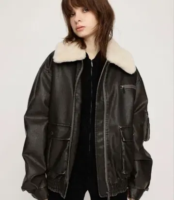 SLY 빈티지 페이크 레더 블랙 블루종