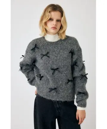 MOUSSY 리본 팬시 니트 상의