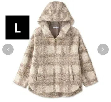 시마무라 tal. by yumi. 아이보리 체크 후드 자켓 L